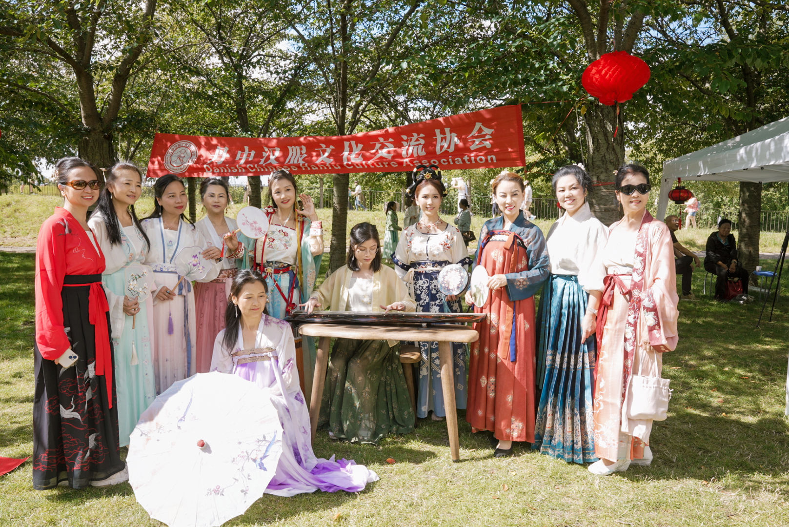 Members celebrating the association’s eighth anniversary in Hanfu in Denmark